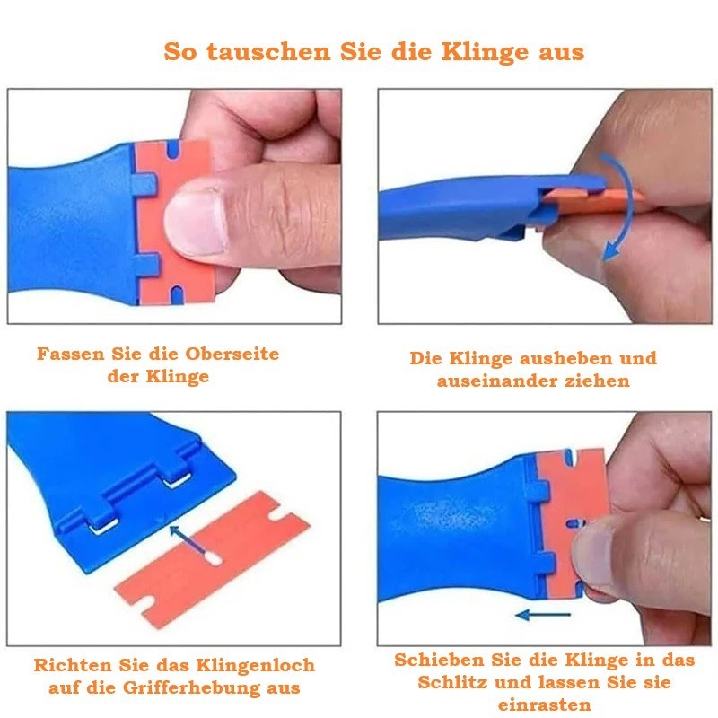 Mini Kunststoff Schaber mit 10 Klingen zum Entfernen von Kleberesten