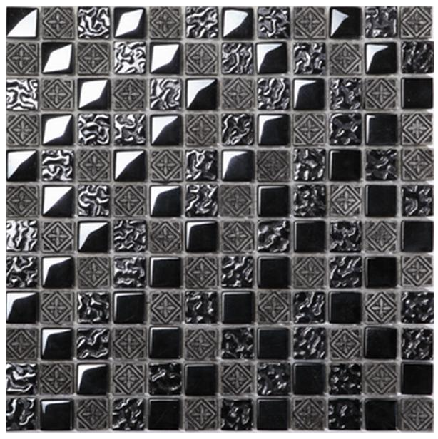 Mosaikfliese Metall schwarz 30 x 30 cm Bad, Küche