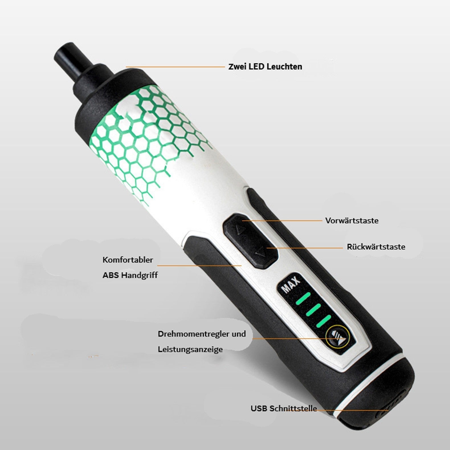 Mini Akkuschrauber Akkubohrschrauber inkl 30er Bitset 3,6 V Li-Ion Akku mit LED