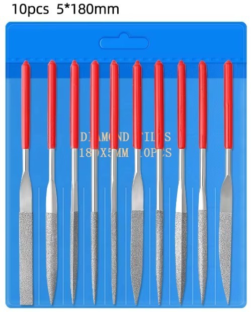 10-tlg Profi Diamant Feile Nadelfeile Set Glas Keramik Fliese Modelbau 180mm
