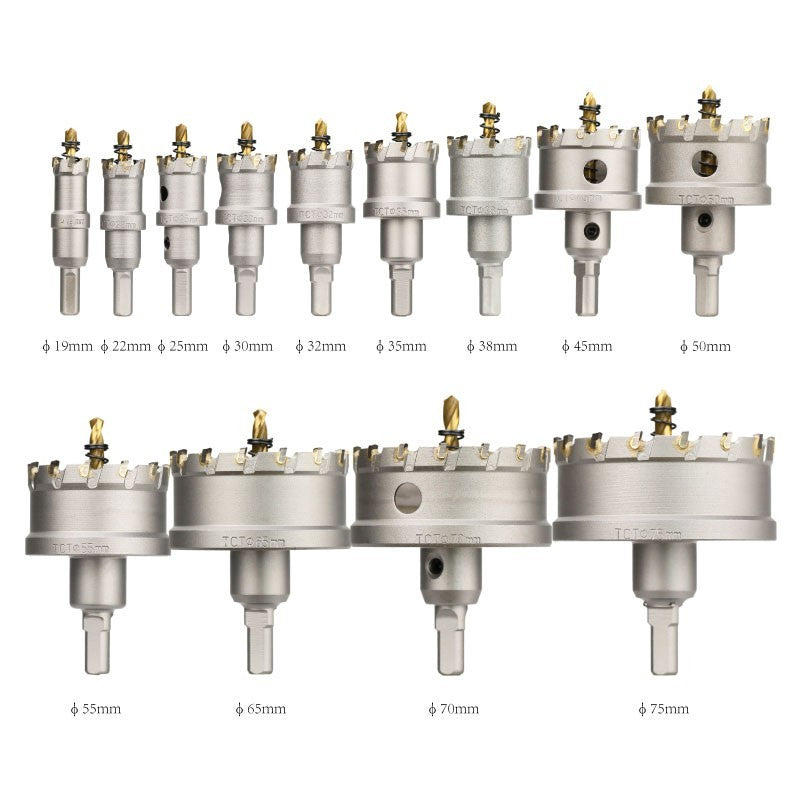 Lochsäge Hartmetall TCT Bohrkrone Kreisschneider für Edelstahl 19-75 mm Set