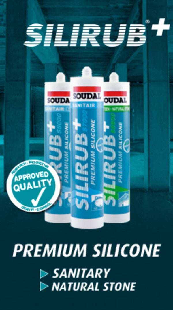 Sanitärsilikon Soudal Silirub+ S7000 300 ml Essigvernetzend  Premium Silikon