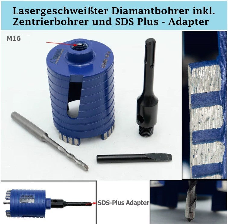 Diamant Dosensenker 80/82 mm  M16 + SDS Plus -  Bohrkrone Dosenbohrer