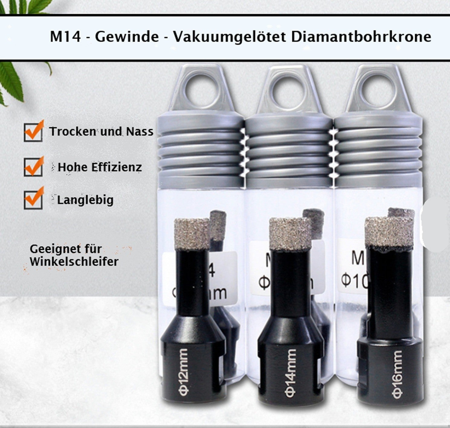 Diamantbohrkrone Fliesenbohrer Diamantbohrer 6-68 mm für Winkelschleifer M 14