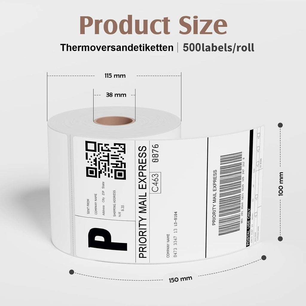 Thermo Versand Etiketten Rolle 100 x 150 mm | 500 - 2500 Stk. DHL DPD UPS ZEBRA