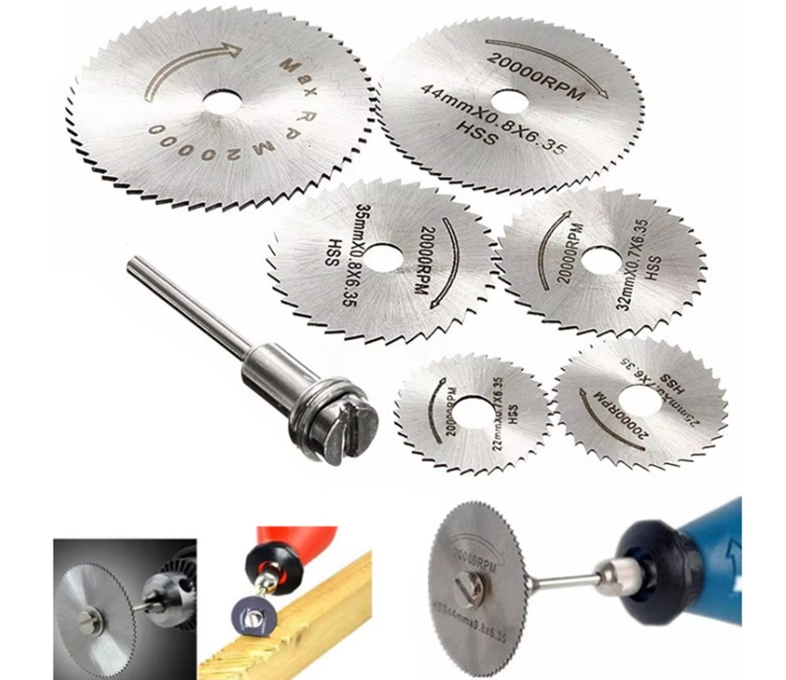 Kreissägeblatt Set 8-tlg für Holz Kunststoff Metall Hochgeschwindigkeitsstahl