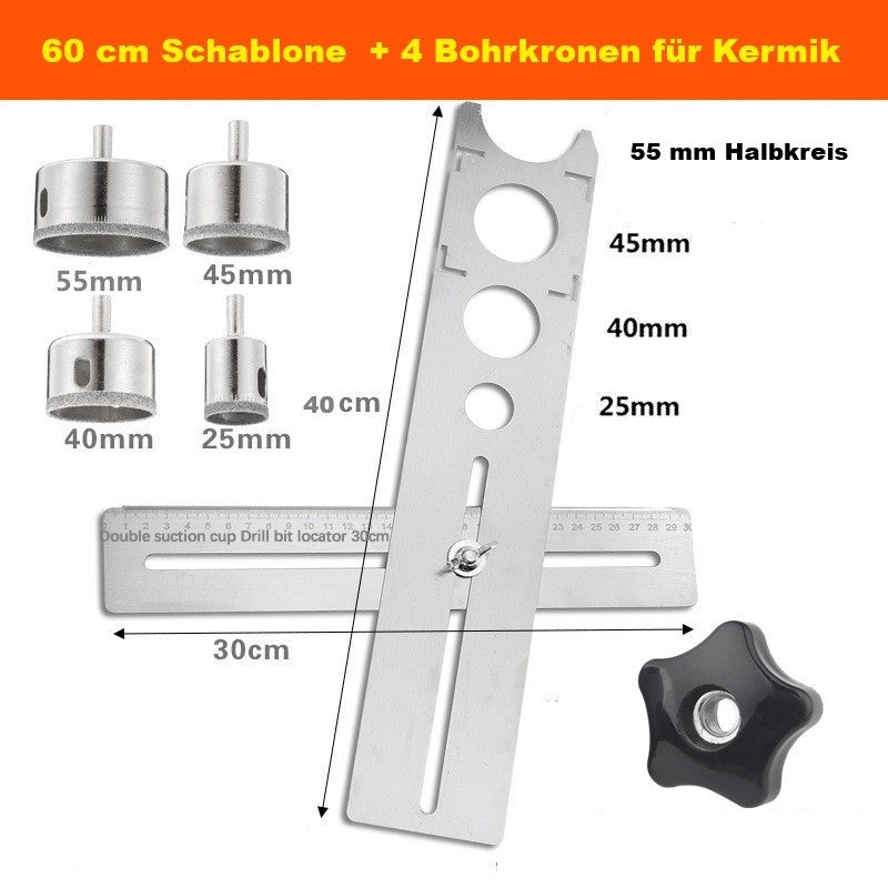 Fliesenleger Schablone Lochmarkierung Fliesenschablone Verlegehilfe + Kronen