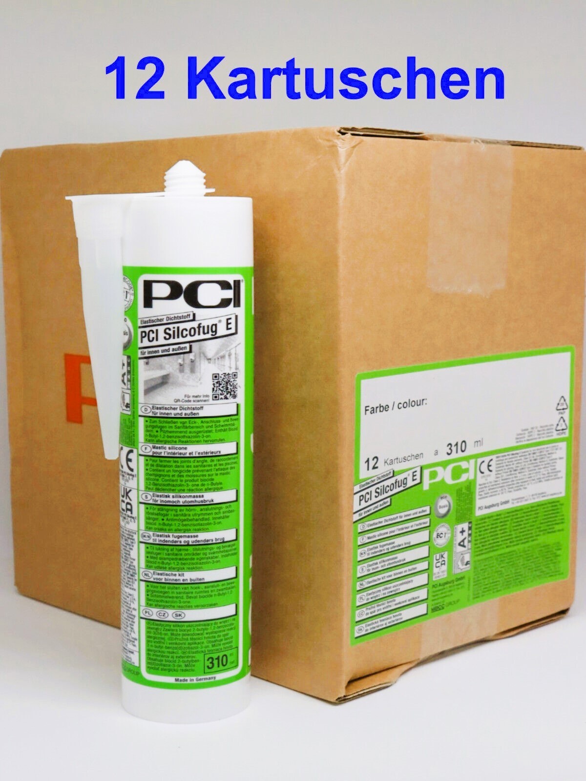 Silikon PCI Silcofug E 12 x 310 ml Sanitärsilikon Bausilikon Silikon Wand Dusche