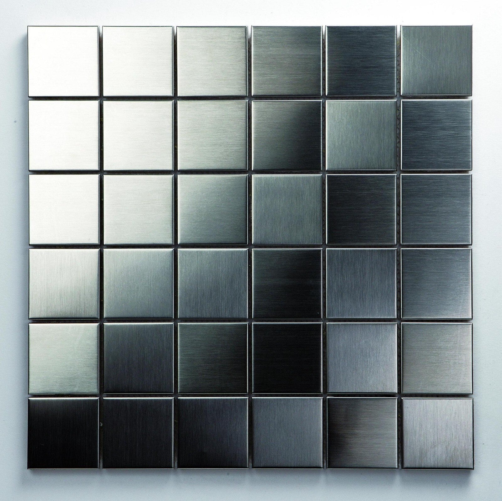 Edelstahl Mosaik Fliese Silber, Schwarz - Metall - Alu  gebürstet matt - 0,9 qm