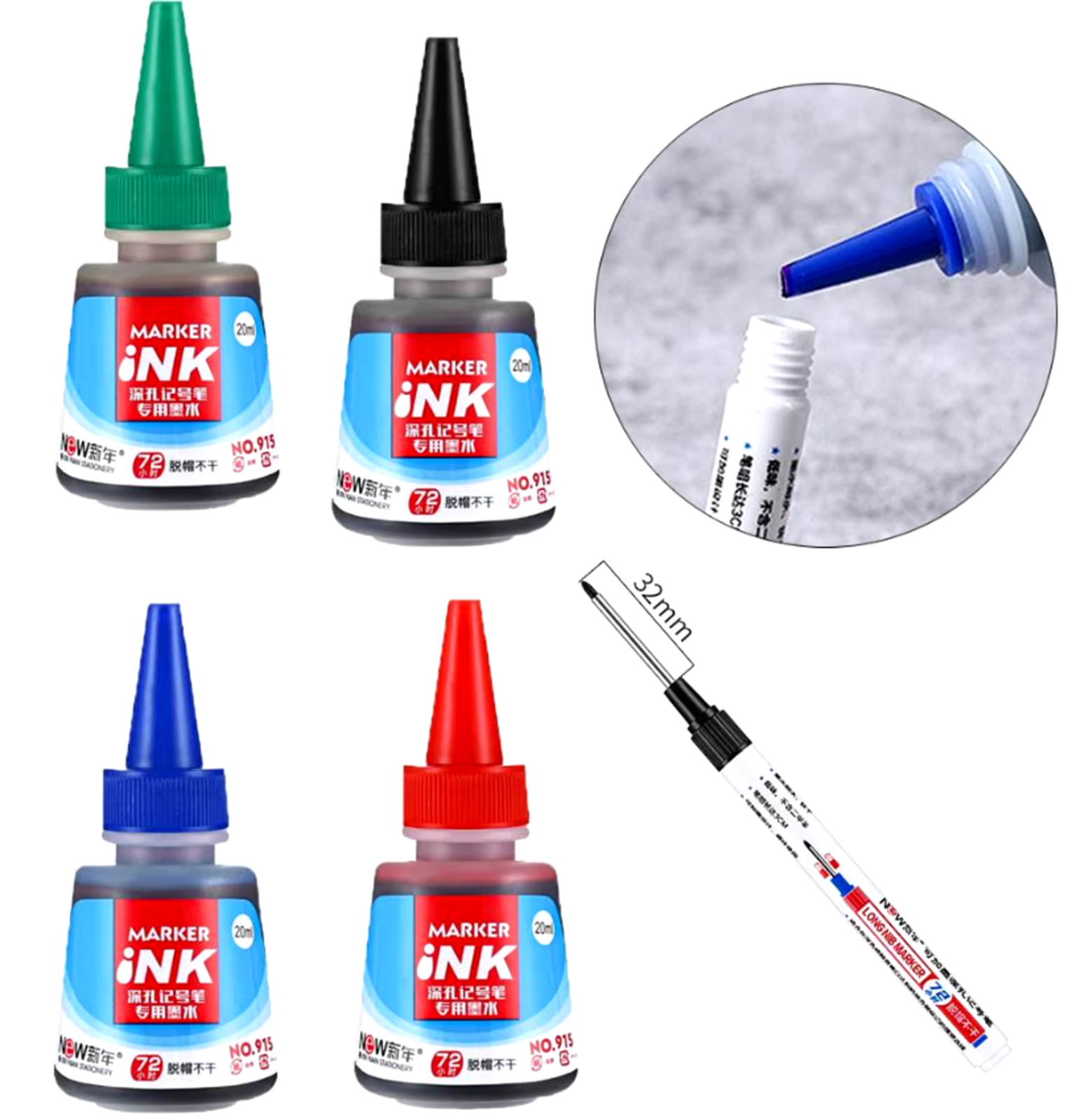 Tieflochmarker, Marker, Baumarker, Bleistift, Ersatzminen, Minen