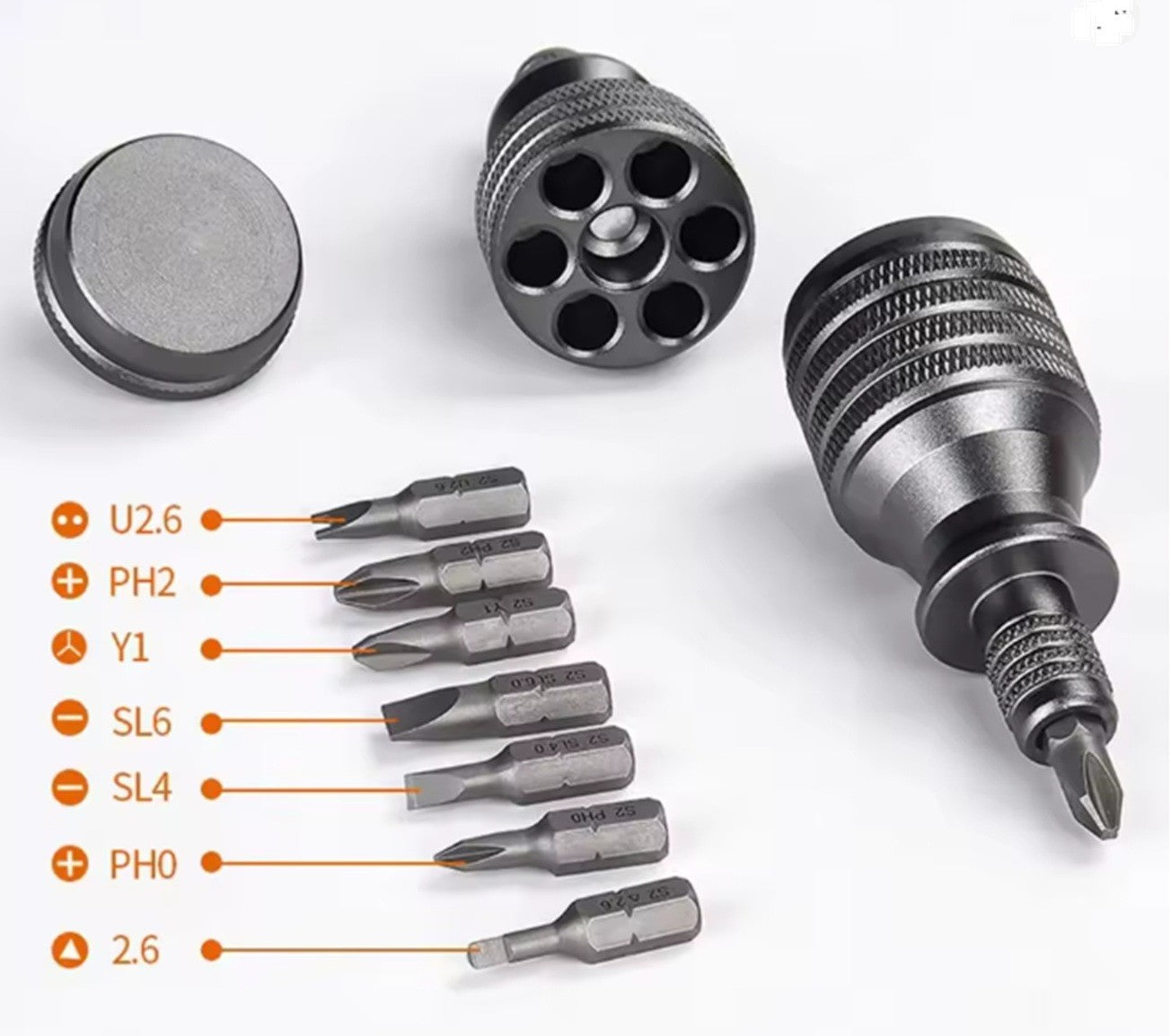 Schraubendreher Alu - Set - Satz,  Bits Magazin Kreuz Schlitz , Werkzeug