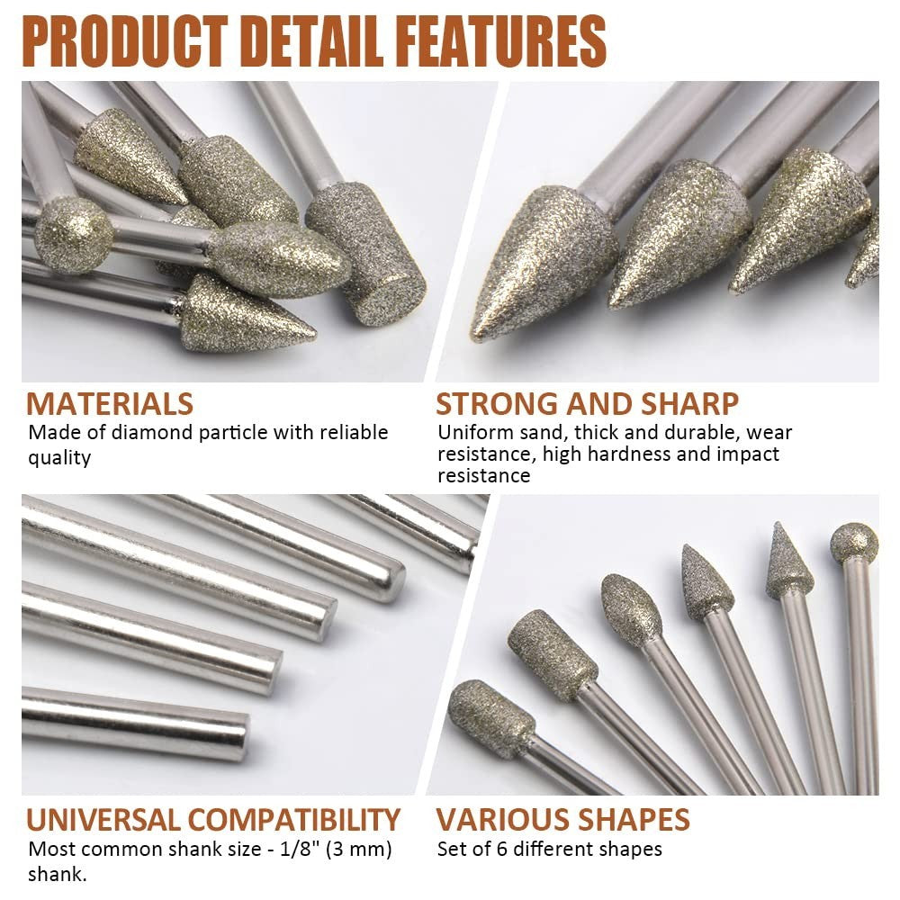 Diamant Fräser Schleifstift 3-6mm Diamantschleifer Bohrer für "Dremel Proxxon"