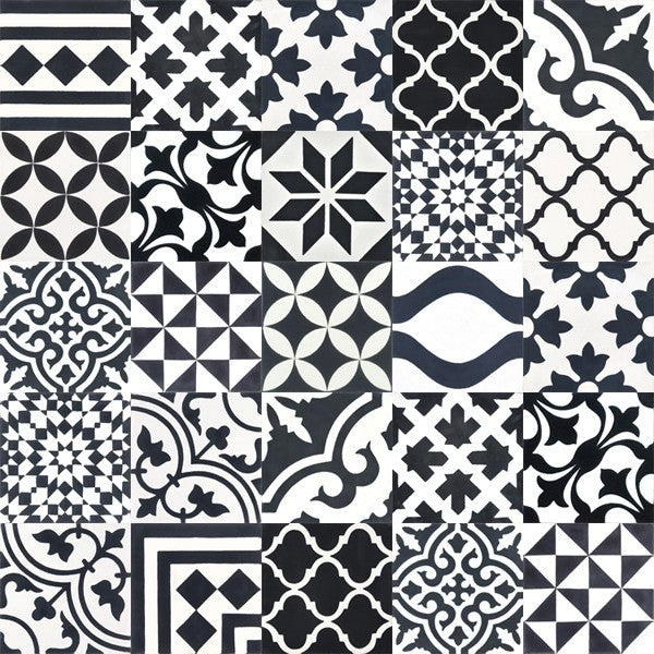 Zementfliesen aus Marocco -  Patchwork mehrfarbig - 20x20 cm 12/Karton / 0,48 qm