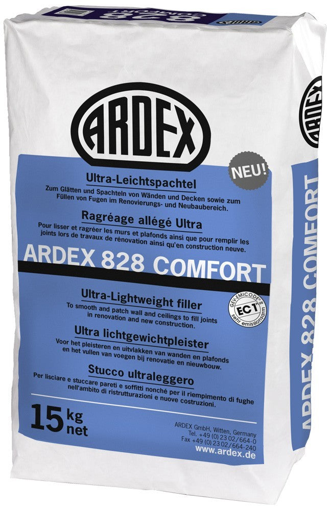 ARDEX A 828 COMFORT Ultraleichtspachtel Spachtel Wand- und Deckenspachtel  15kg