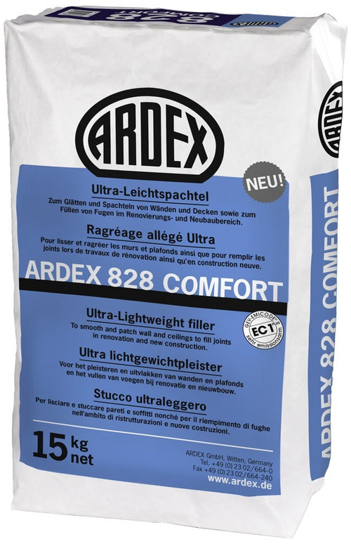 ARDEX A 828 COMFORT Ultraleichtspachtel Spachtel Wand- und Deckenspachtel  15kg