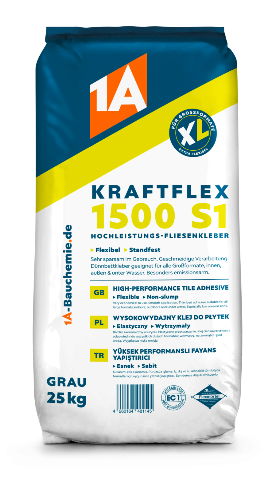 1A - KRAFTFLEX 1500 S1 25kg - Hochleistungs-Fliesenkleber Kleber Fliesenmörtel