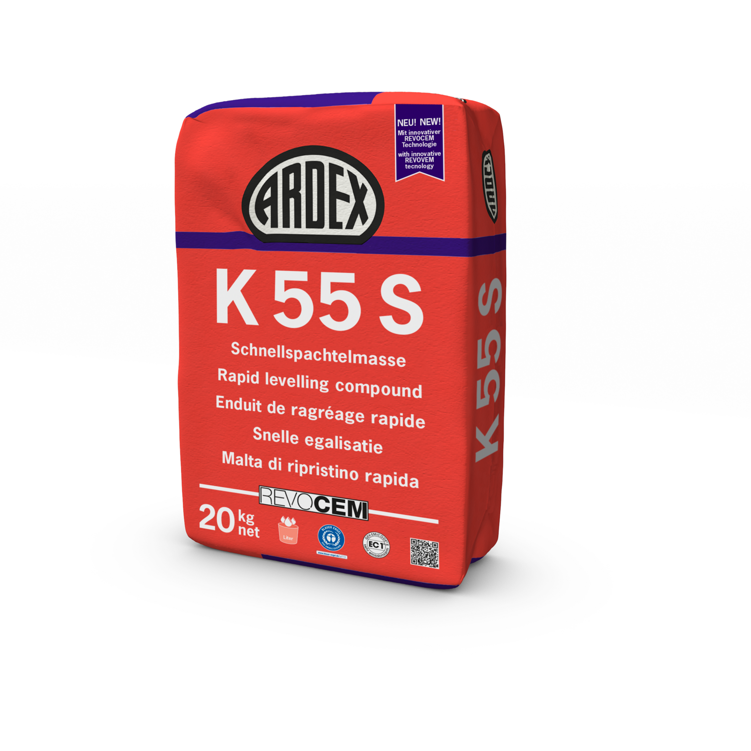 ARDEX K 55 S Schnellspachtelmasse mit REVOCEM, 1 - 20 mm, 25kg