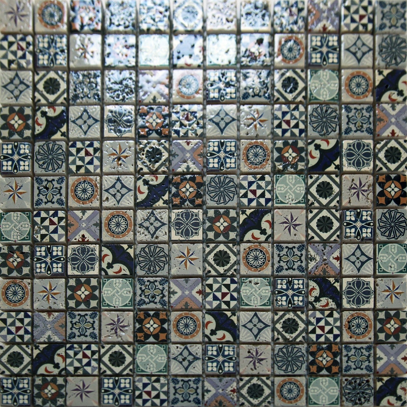 Mosaikfliese Vintage Retro Keramik Wandfliese Naturstein Fliesenspiegel 0,9 qm