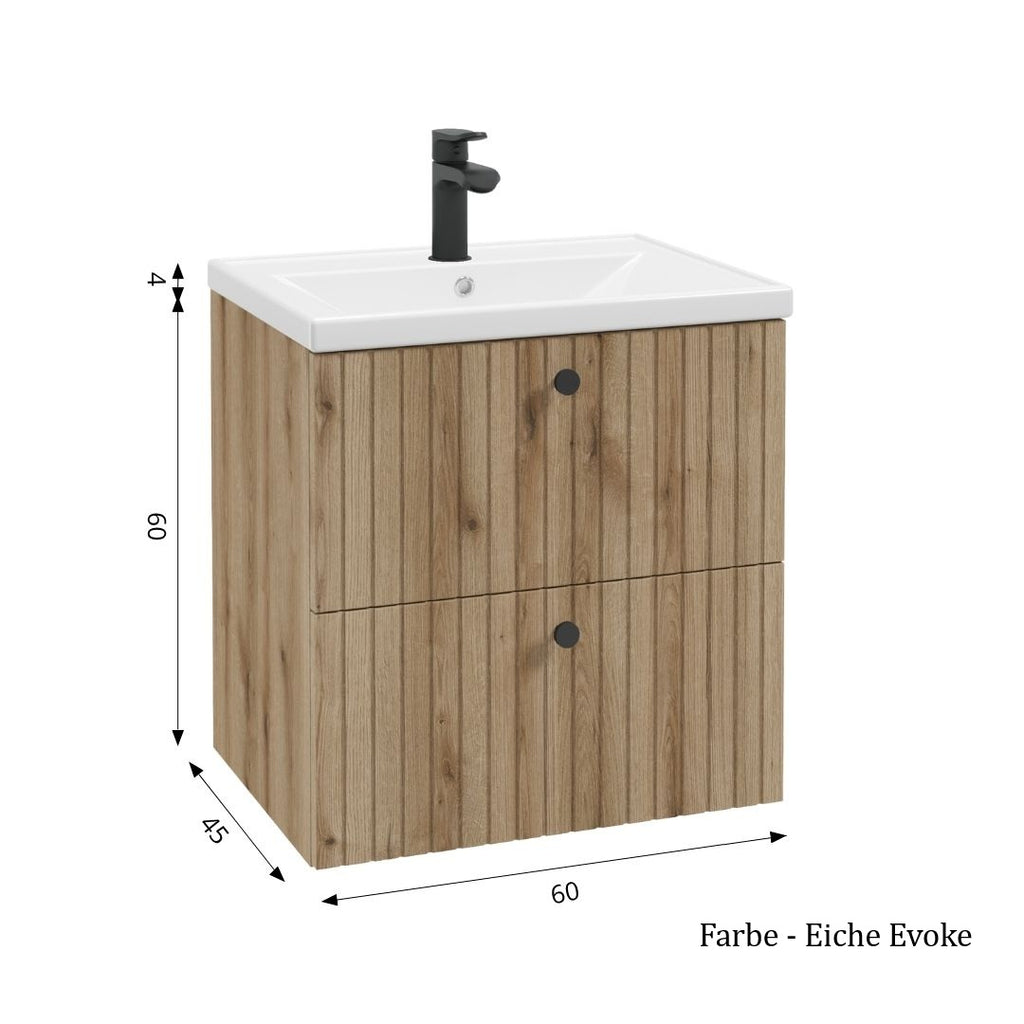 Waschtischunterschrank mit zwei Schubladen u. Waschbecken