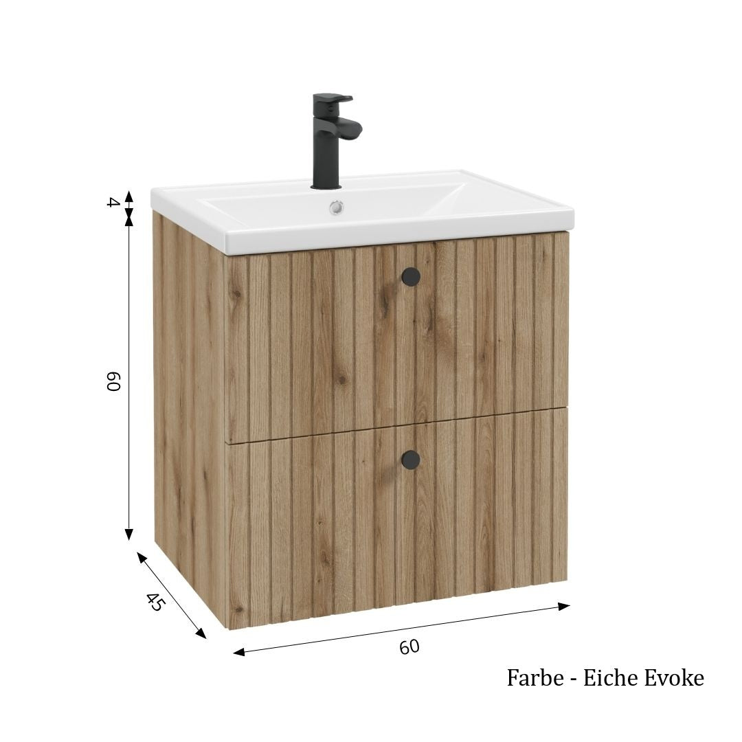 Waschtischunterschrank mit zwei Schubladen u. Waschbecken
