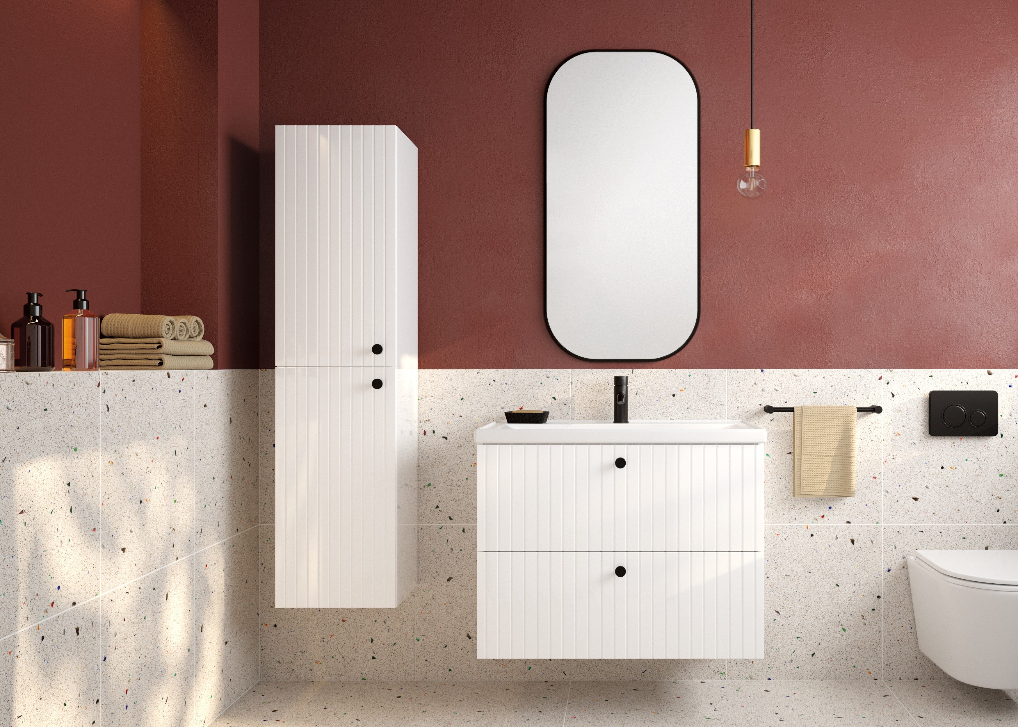 Waschtischunterschrank mit zwei Schubladen u. Waschbecken