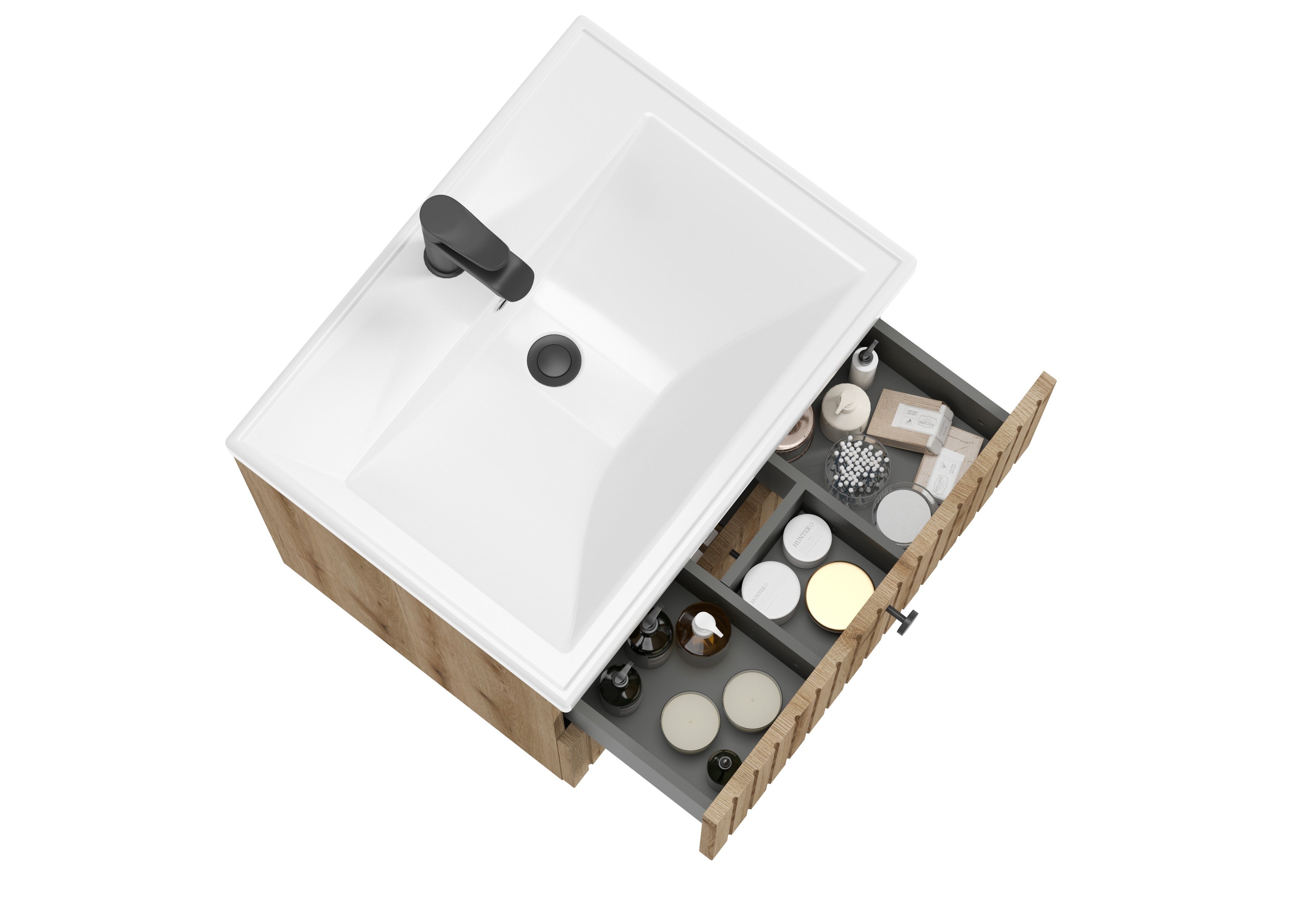 Waschtischunterschrank mit zwei Schubladen u. Waschbecken