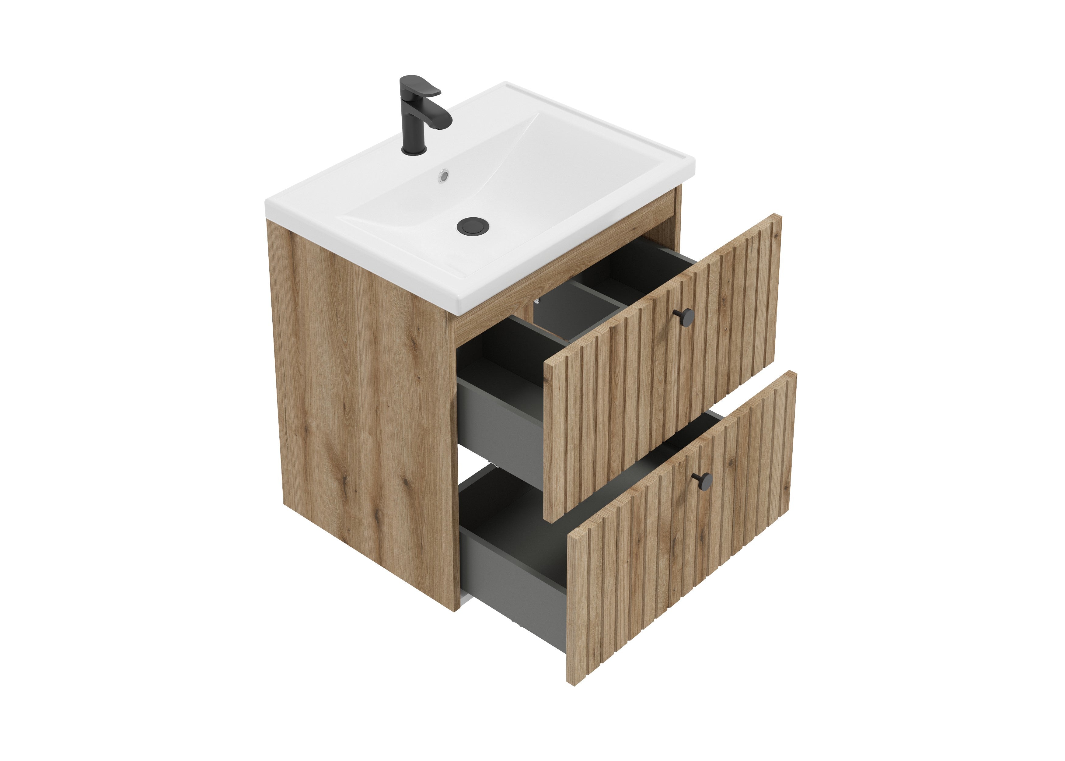 Waschtischunterschrank mit zwei Schubladen u. Waschbecken
